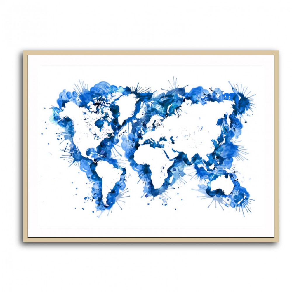 Blue Strokes World Map