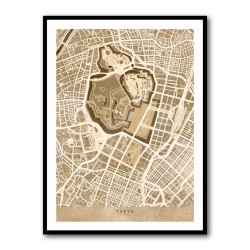 Sepia map of Tokyo