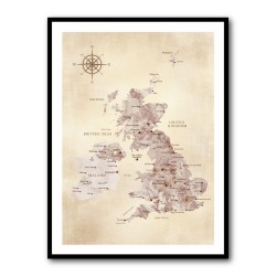 Sepia map of the United Kingdom