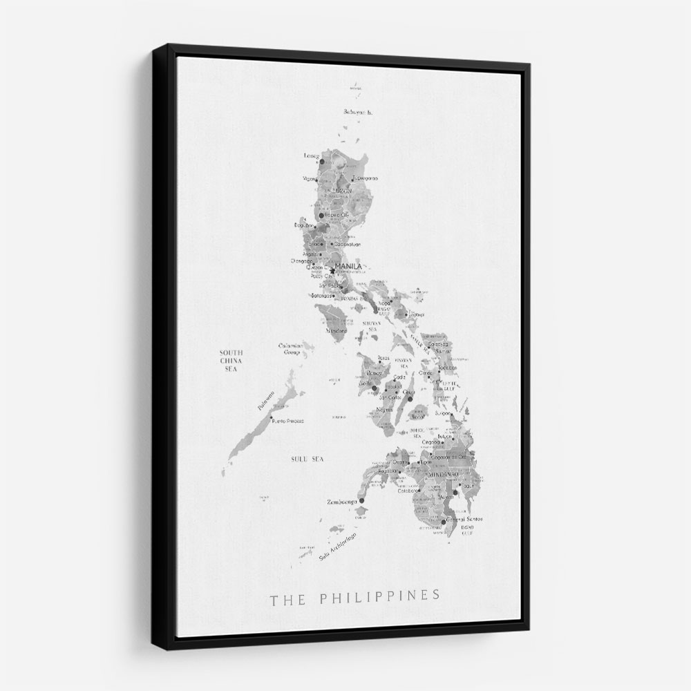 Gray Watercolor Map of Philippines