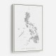 Gray Watercolor Map of Philippines
