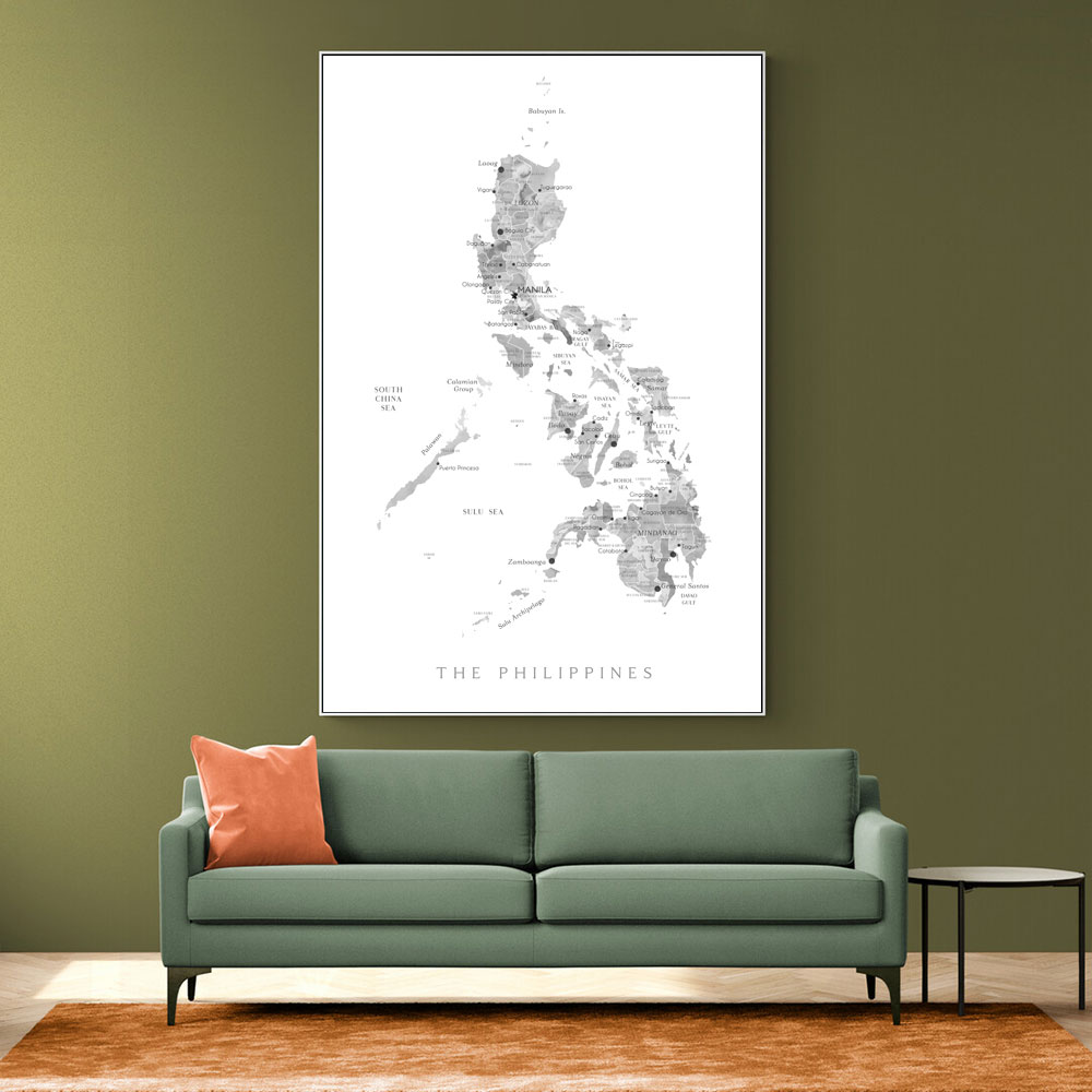 Gray Watercolor Map of Philippines