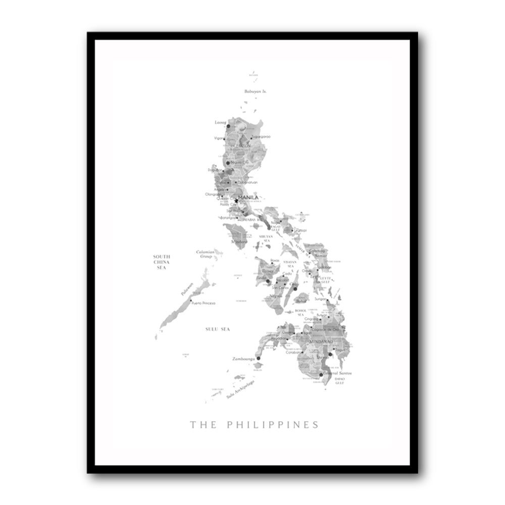 Gray Watercolor Map of Philippines