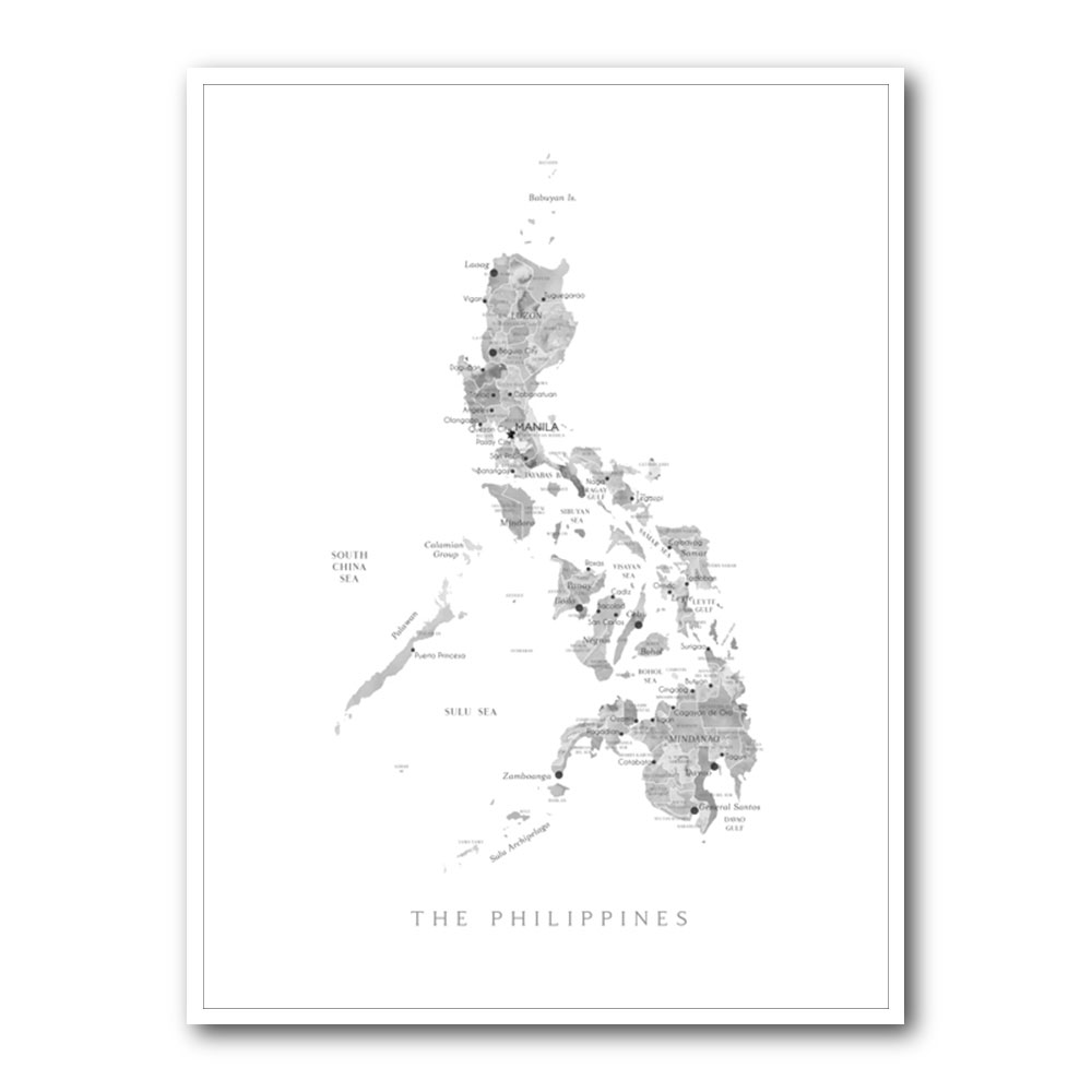 Gray Watercolor Map of Philippines