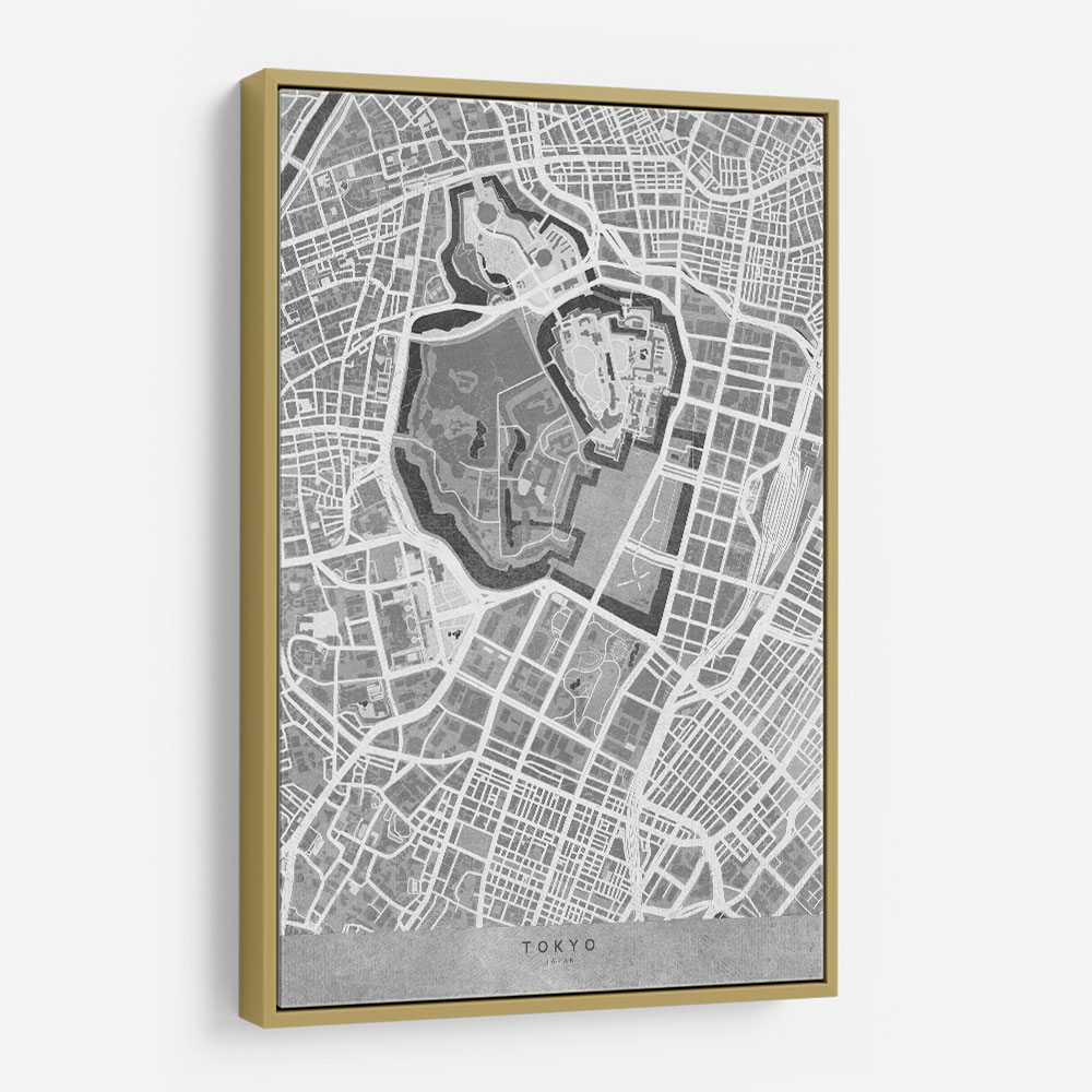 Gray Vintage Map of Tokyo