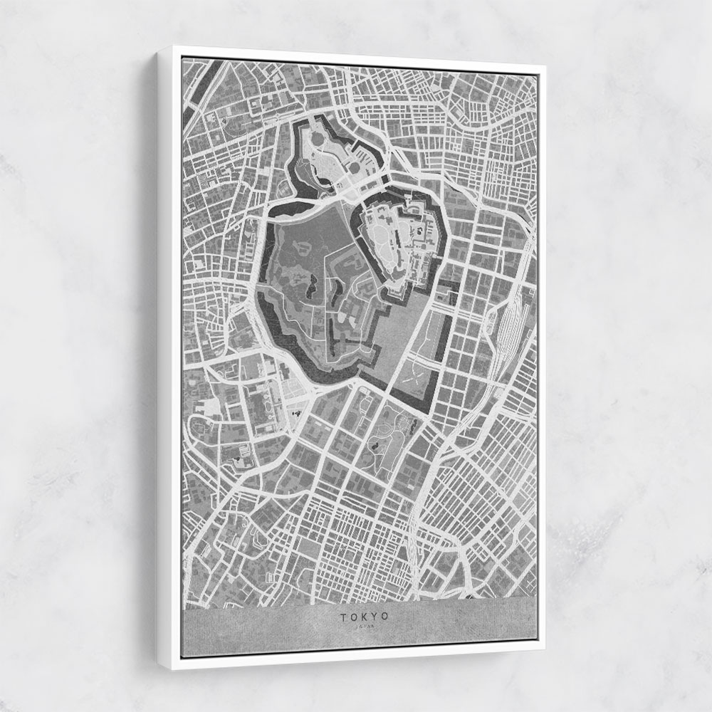 Gray Vintage Map of Tokyo