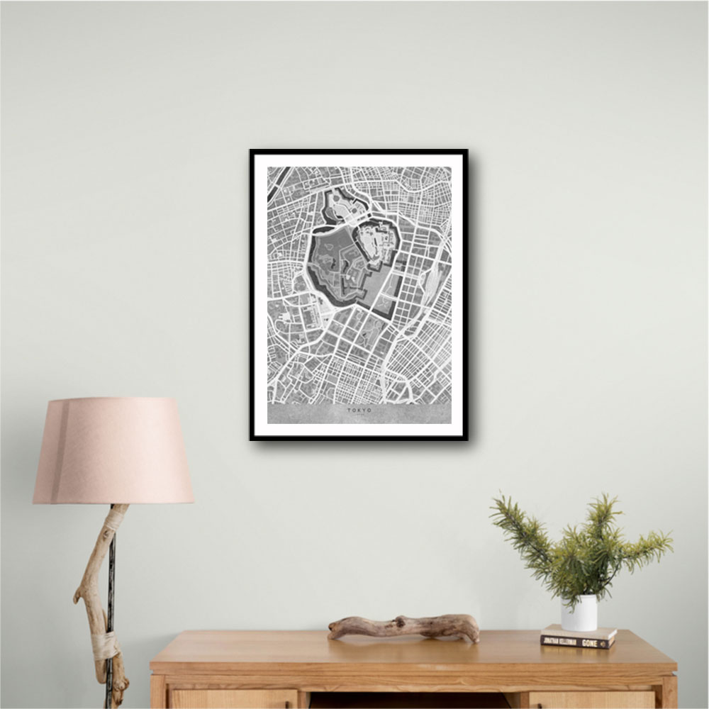 Gray Vintage Map of Tokyo