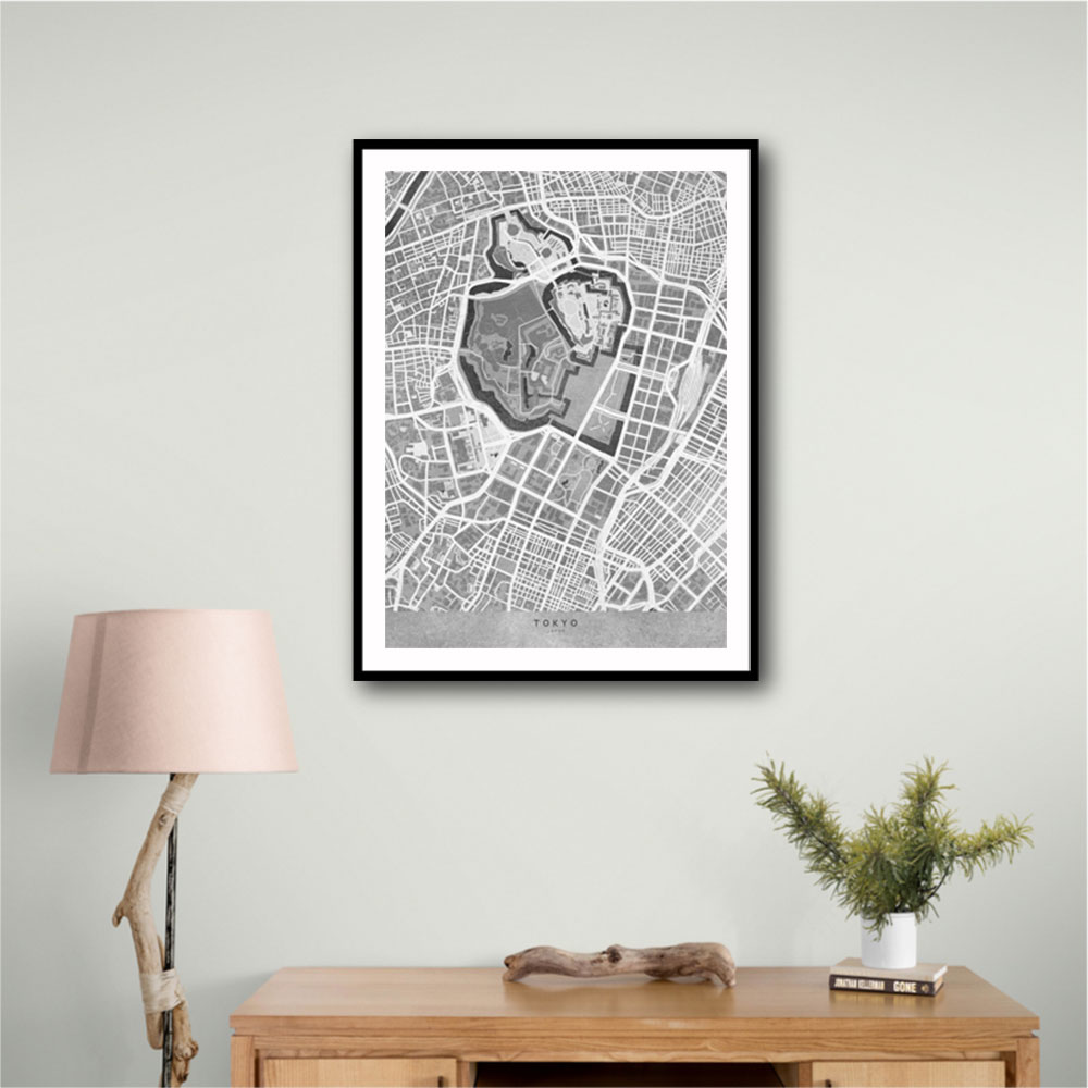 Gray Vintage Map of Tokyo