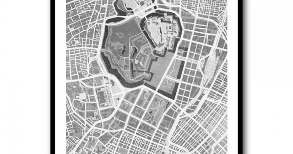 Gray vintage map of Tokyo Wall Art