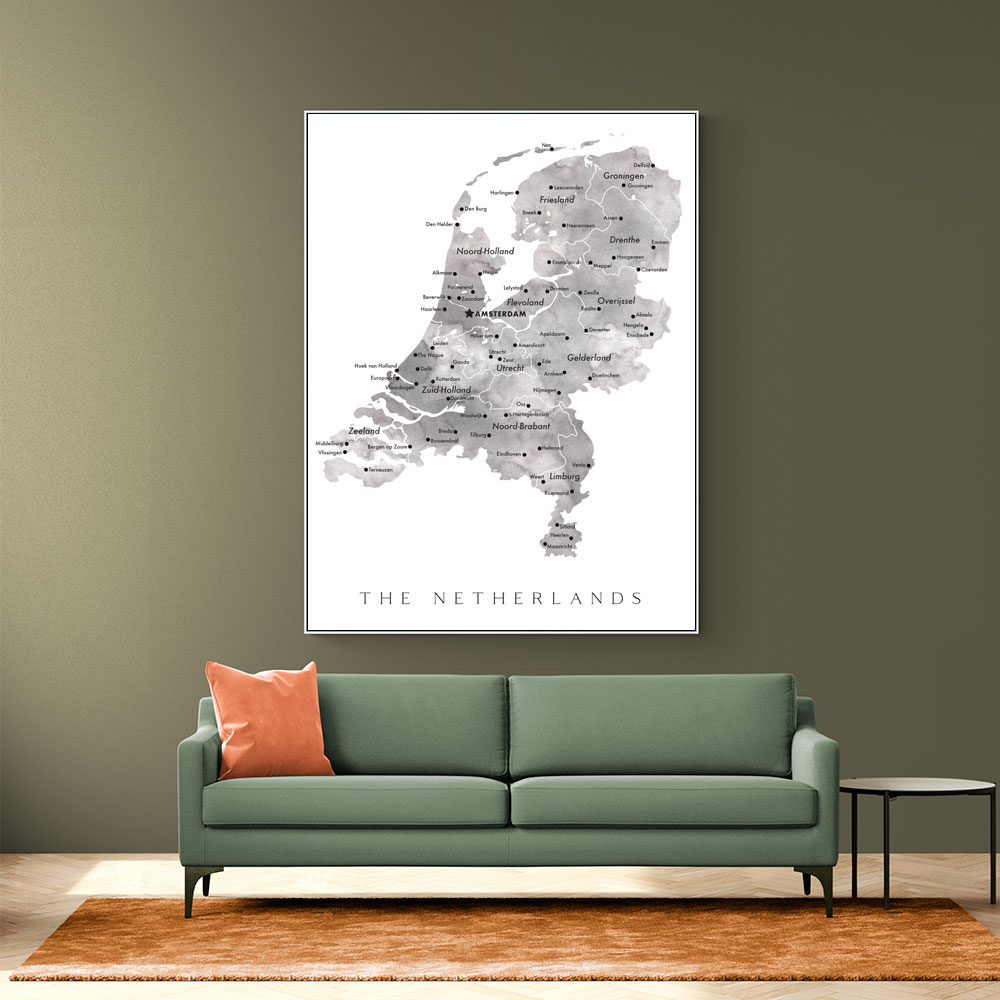 Gray map of the Netherlands