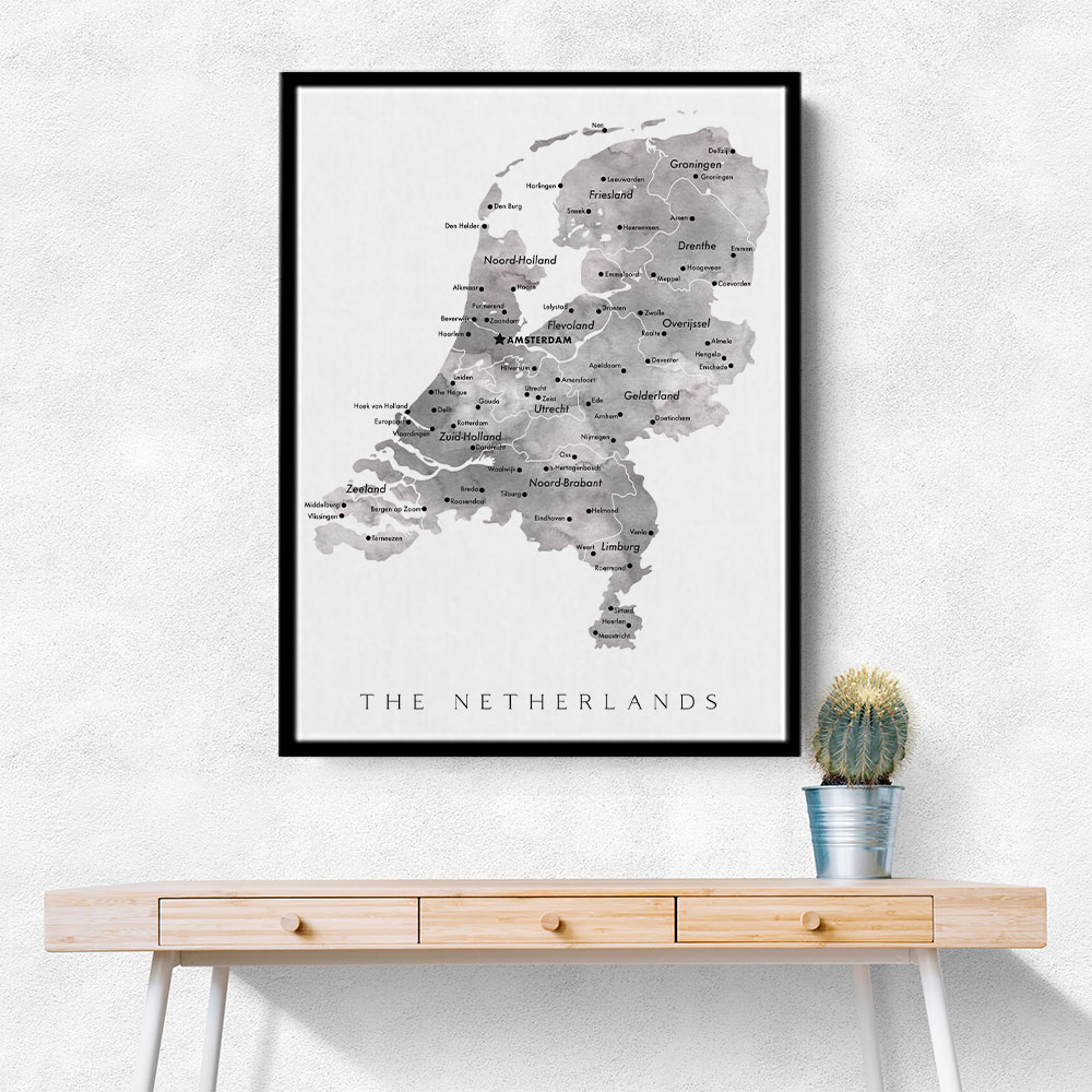 Gray map of the Netherlands