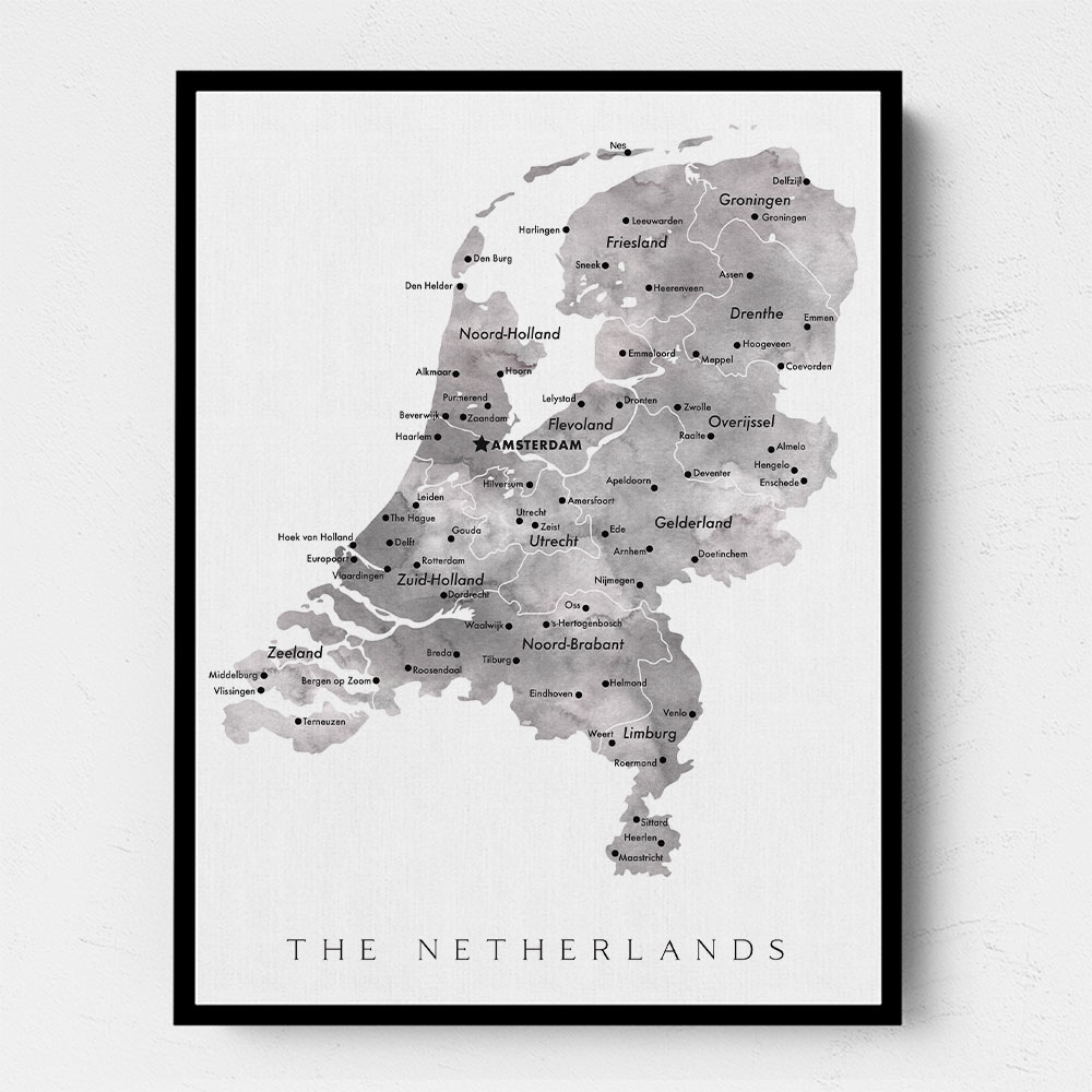 Gray map of the Netherlands