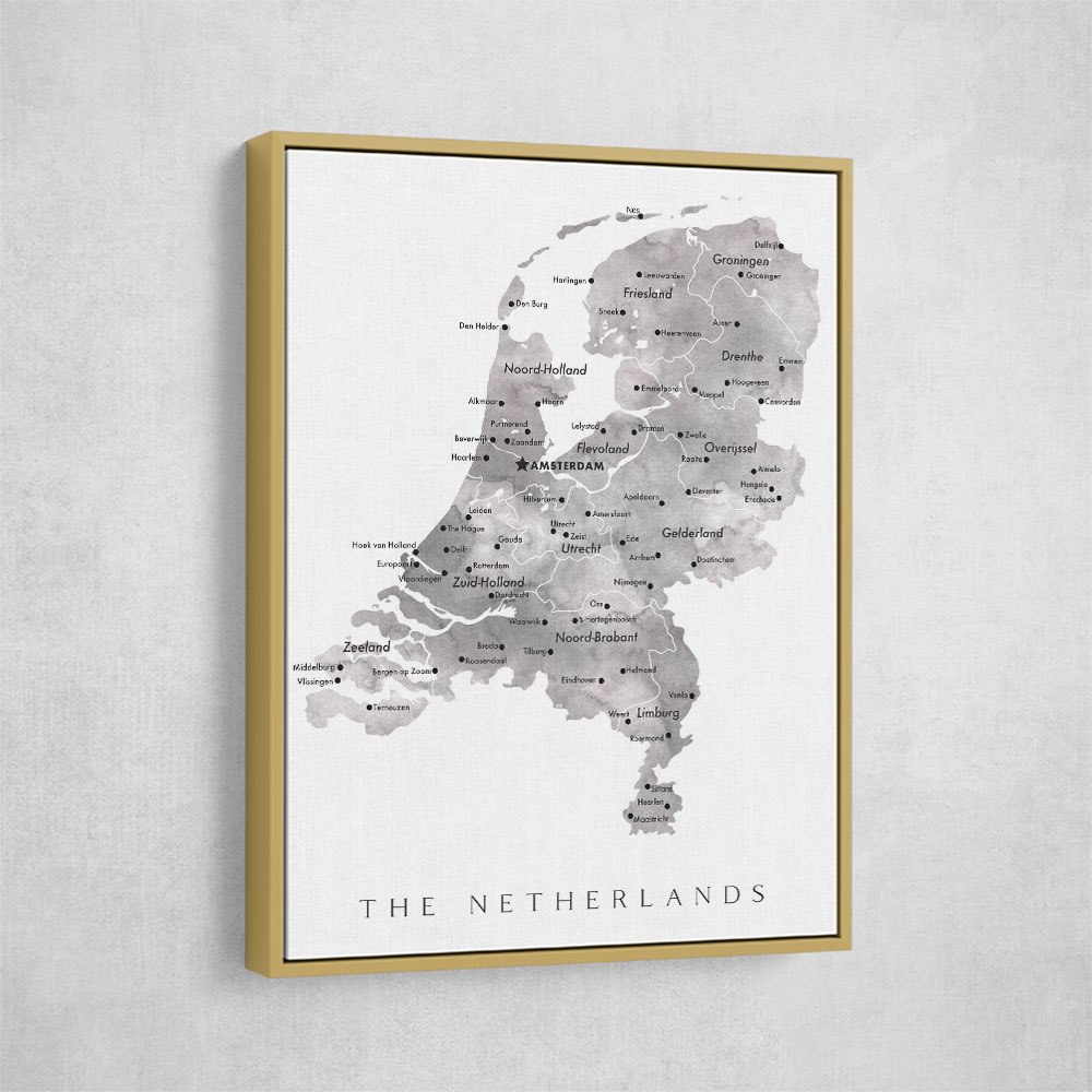 Gray map of the Netherlands