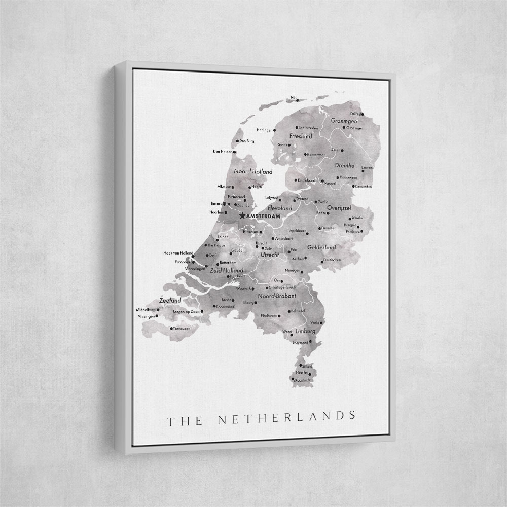 Gray map of the Netherlands