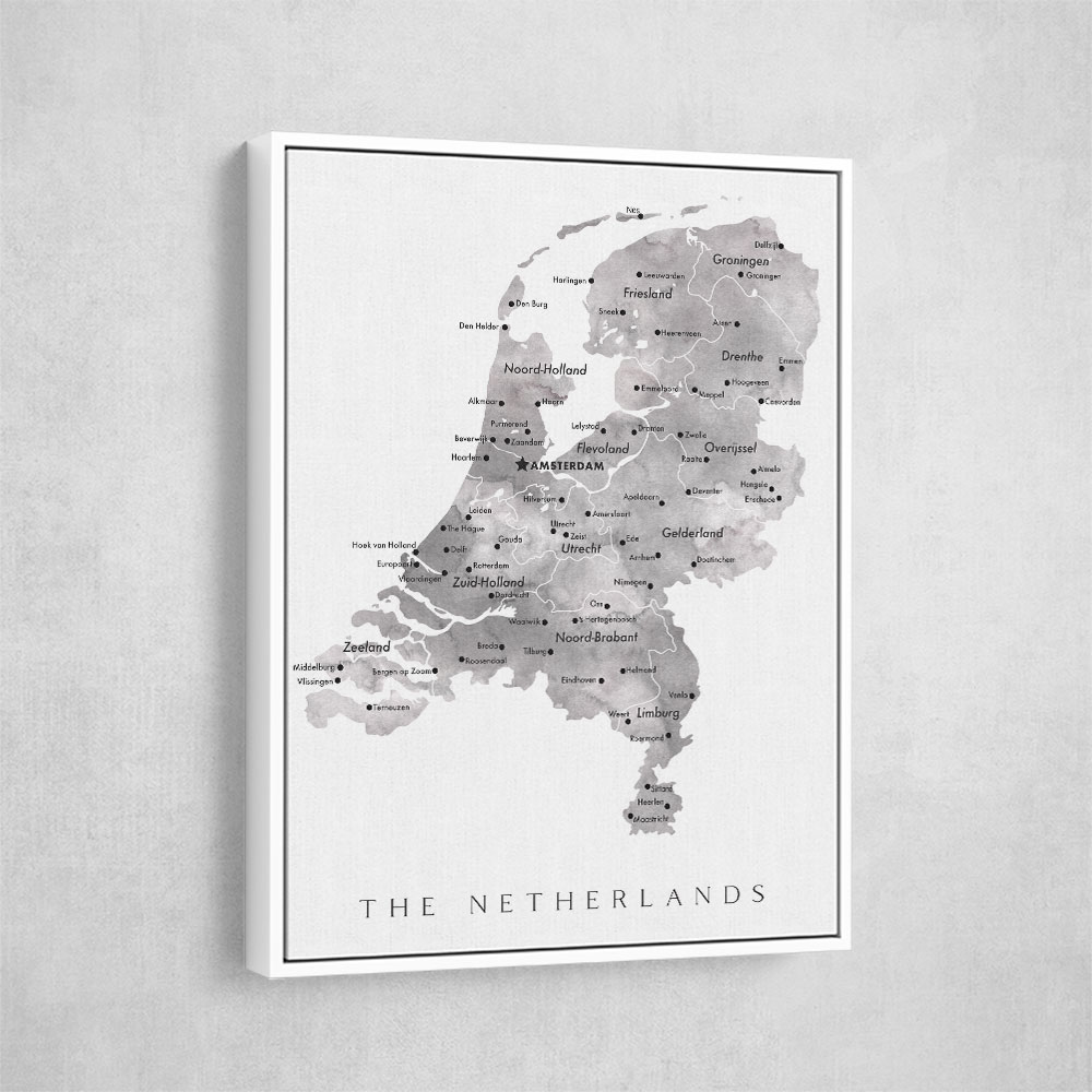Gray map of the Netherlands