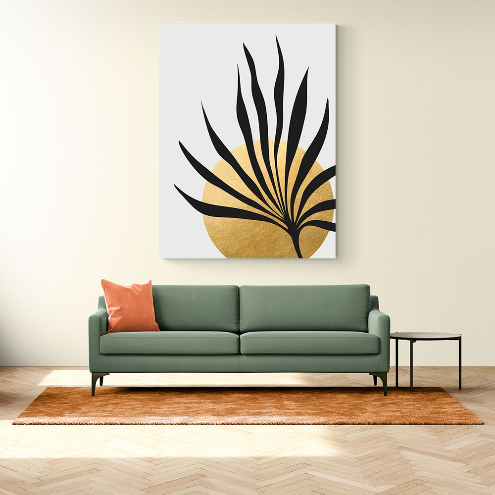 Tropical sun and palm leaf