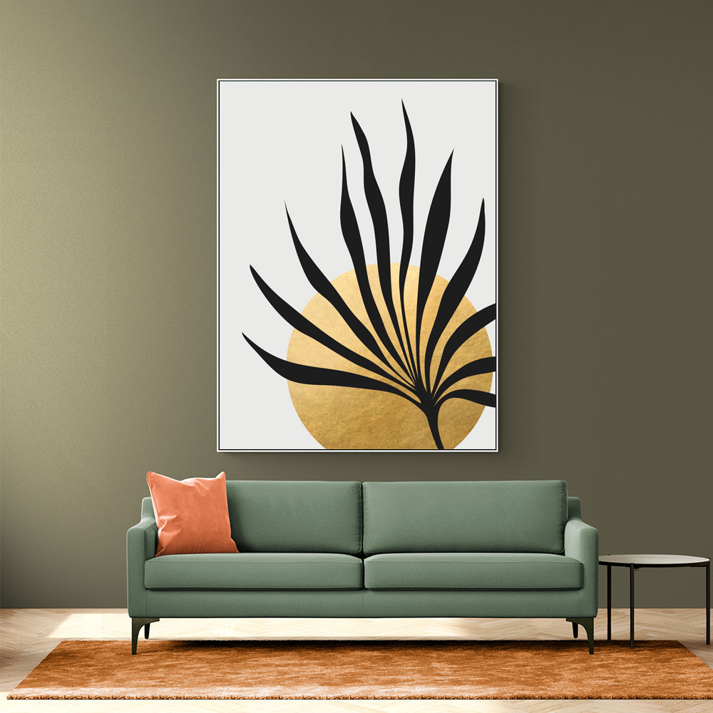 Tropical sun and palm leaf