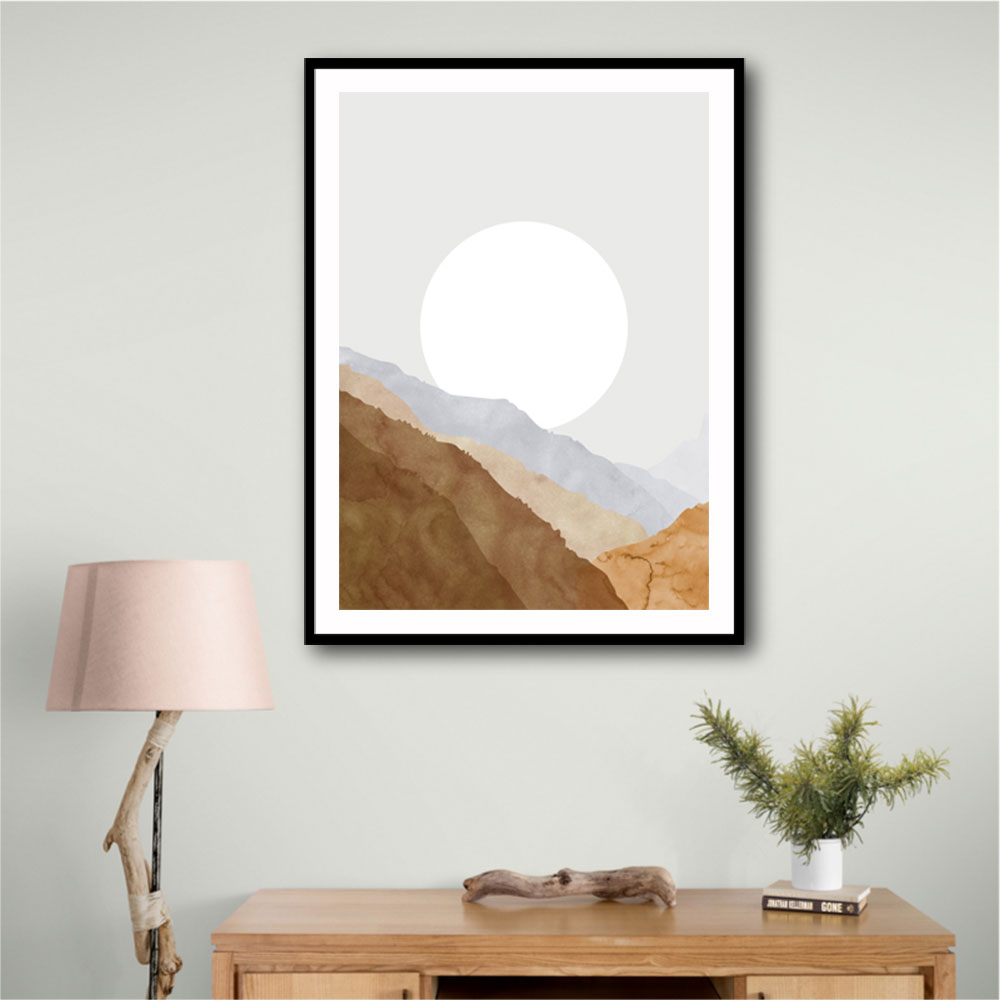 Boho moon and mountains