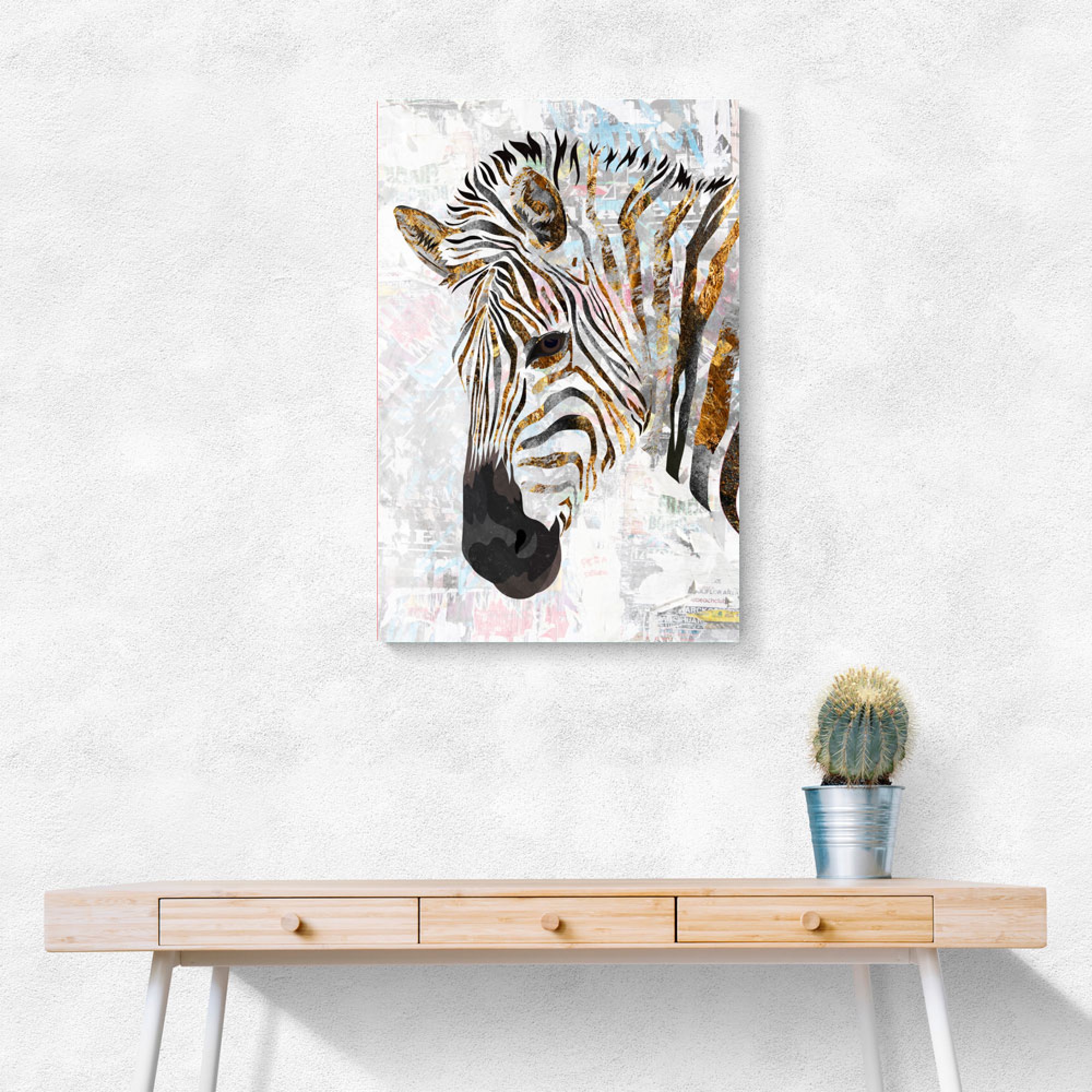 Grunge Gold Zebra Wall Art
