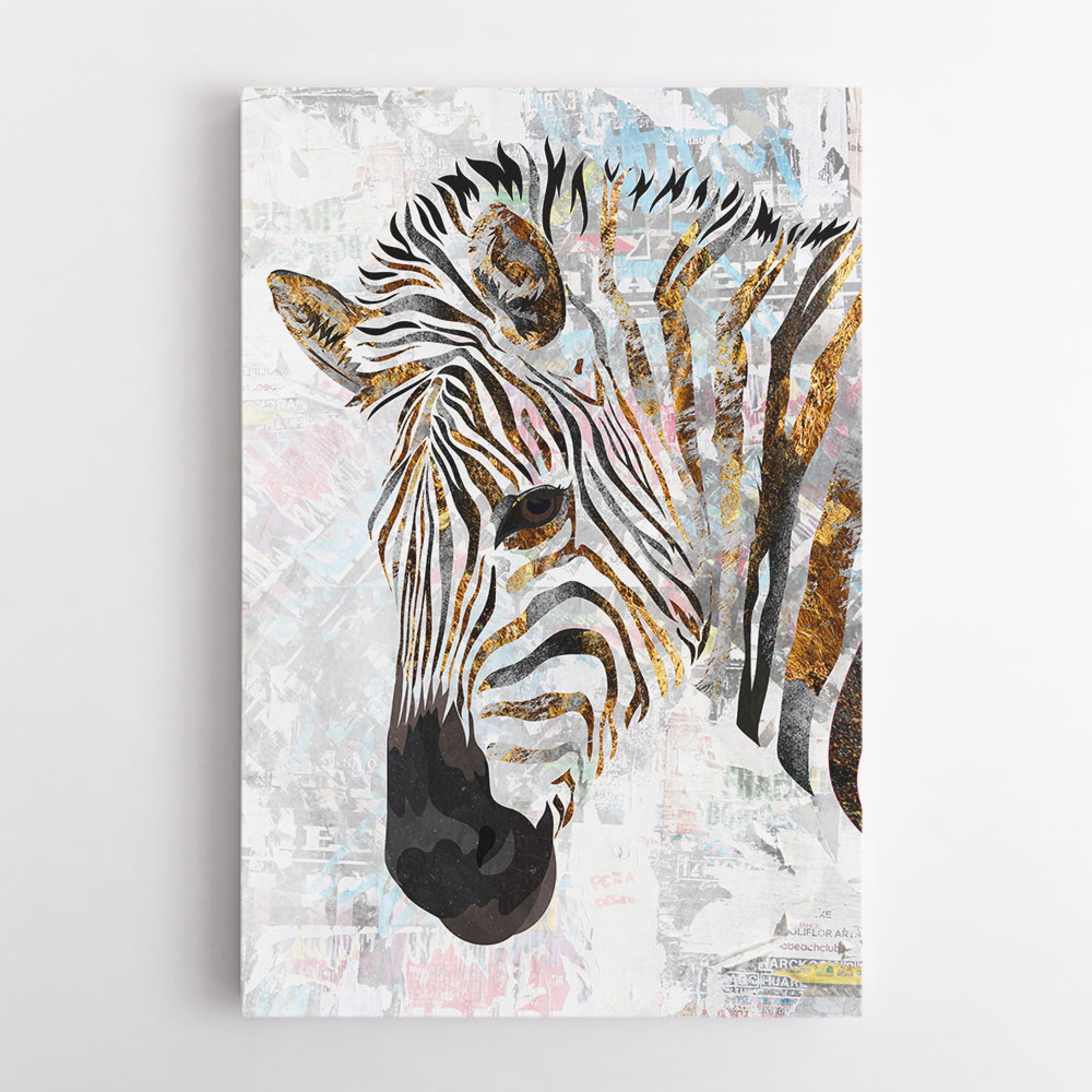 Grunge Gold Zebra Wall Art