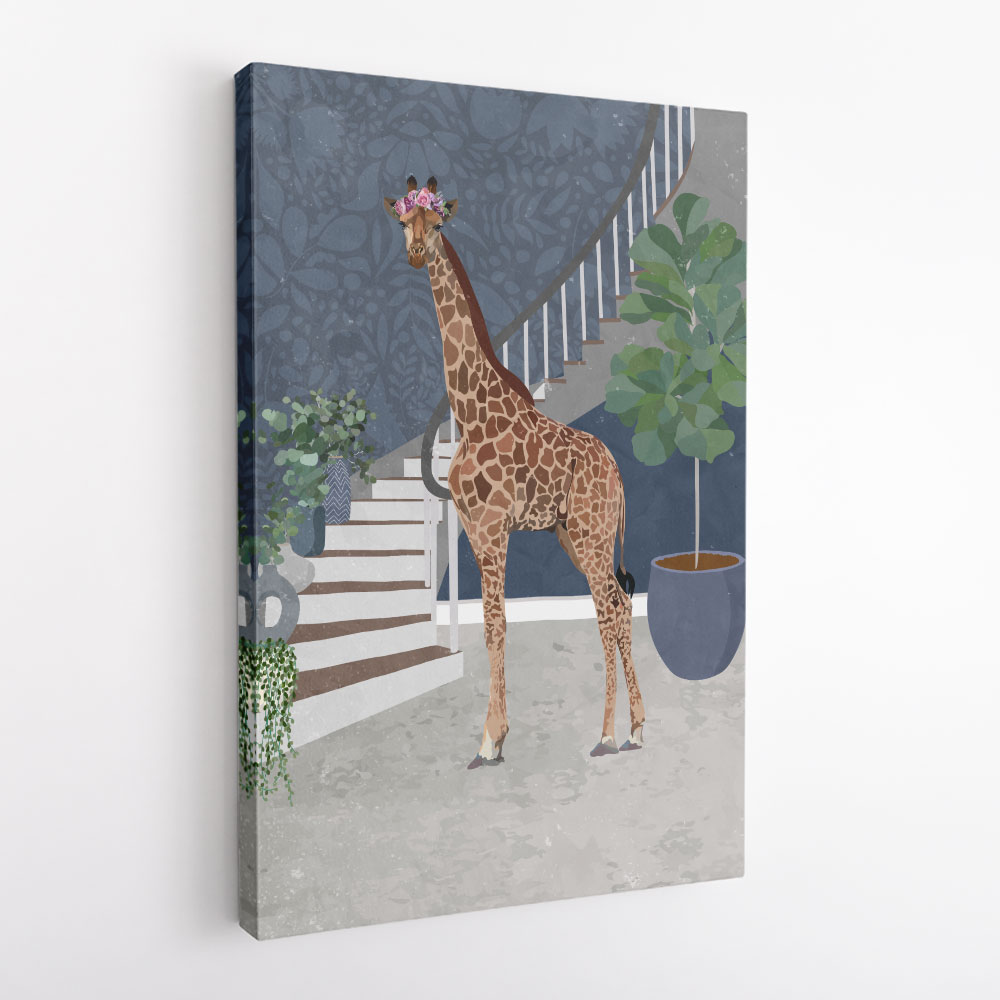 Giraffe By The Stairs