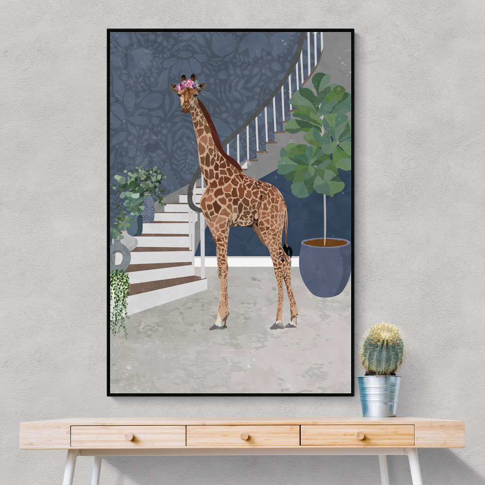 Giraffe By The Stairs