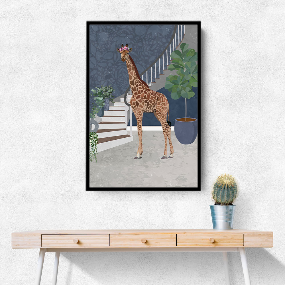 Giraffe By The Stairs