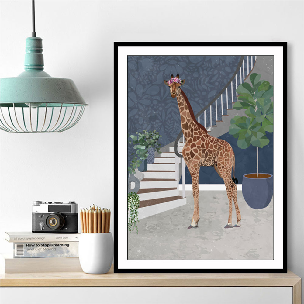 Giraffe By The Stairs