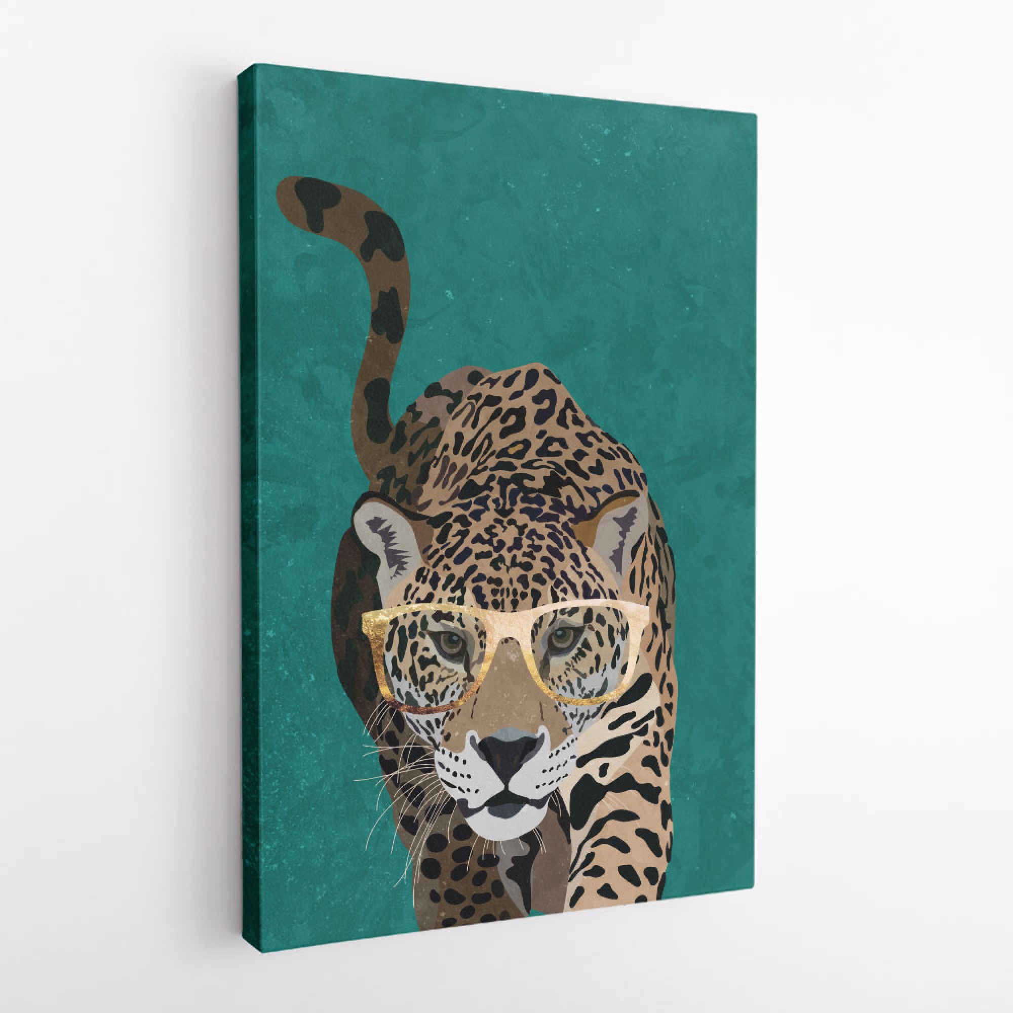 Curious Green Leopard Wall Art