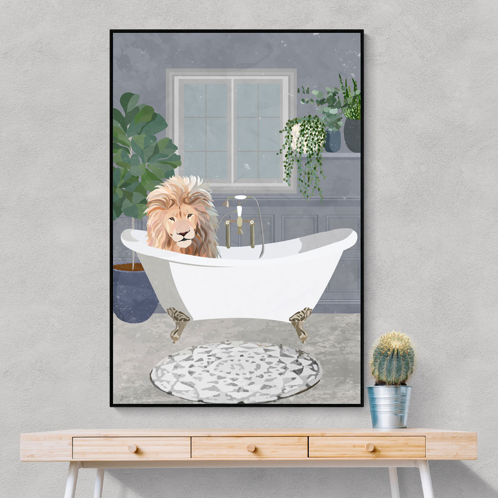 Lion Takes A Bath