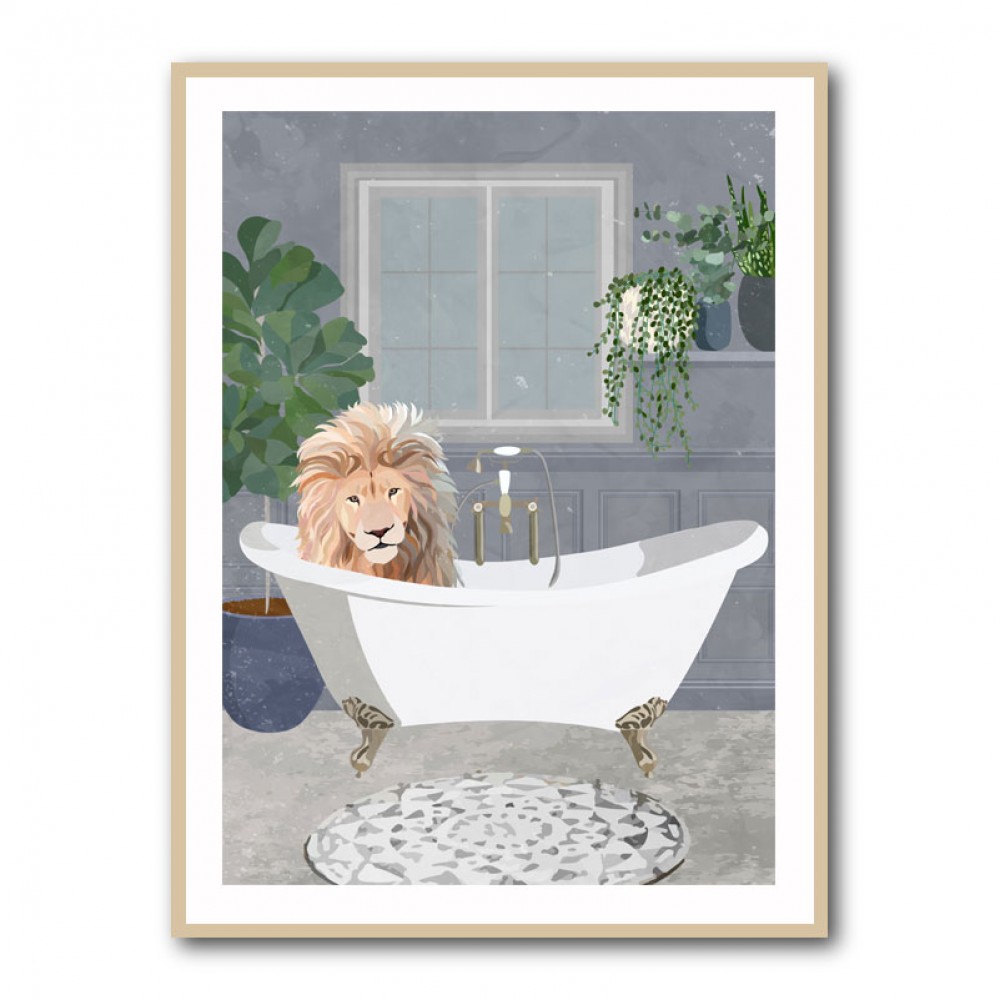 Lion Takes A Bath