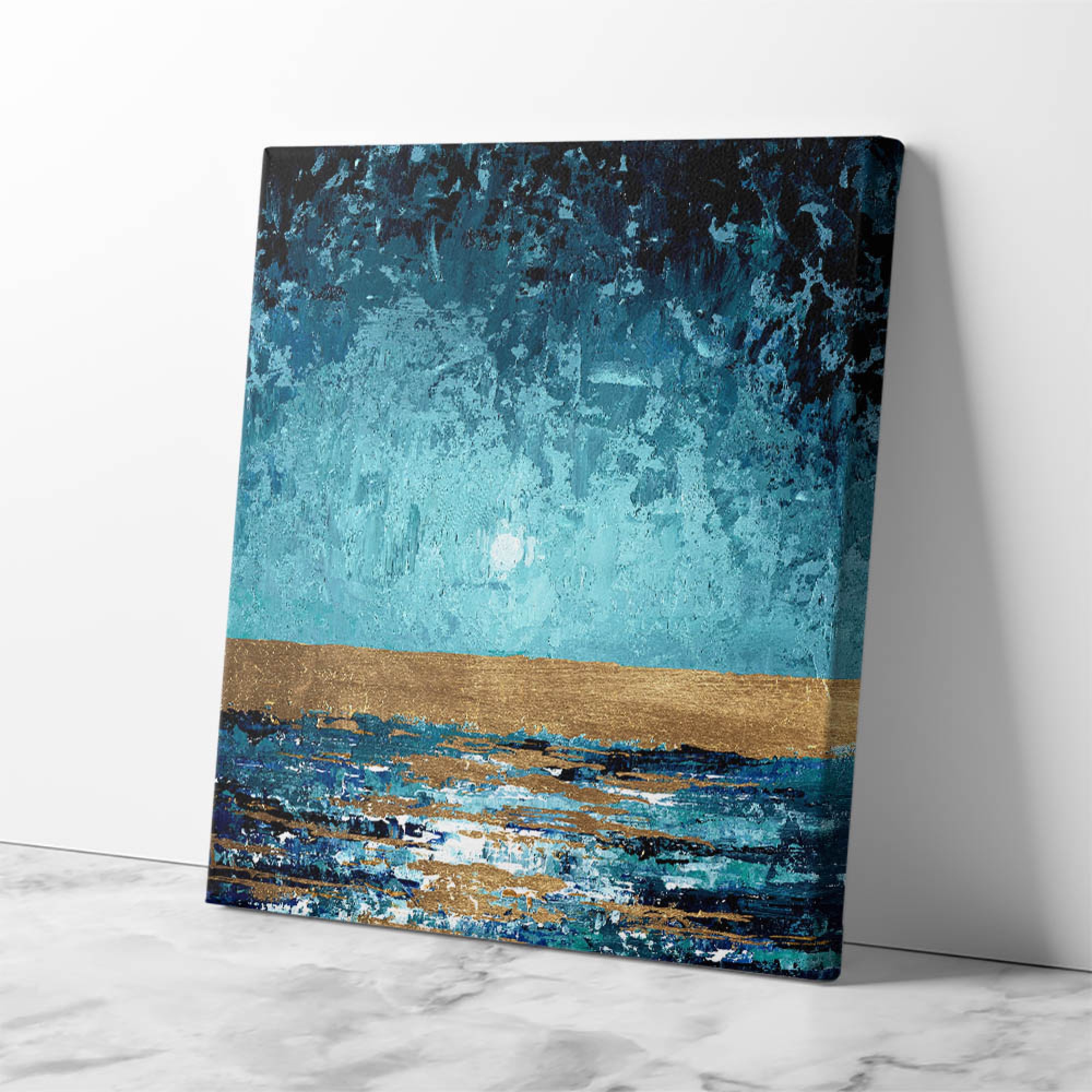 Blue Sunset Abstract Wall Art