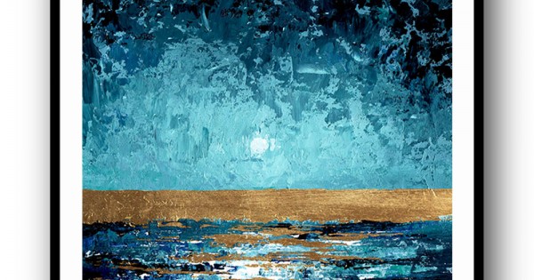 Blue Sunset Abstract Wall Art