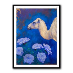 Camel With Blue Flowers
