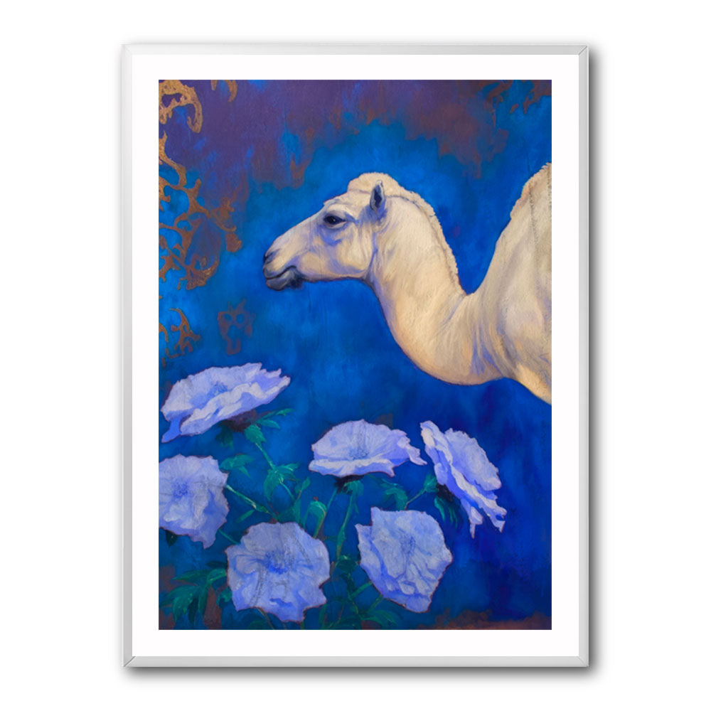 Camel With Blue Flowers