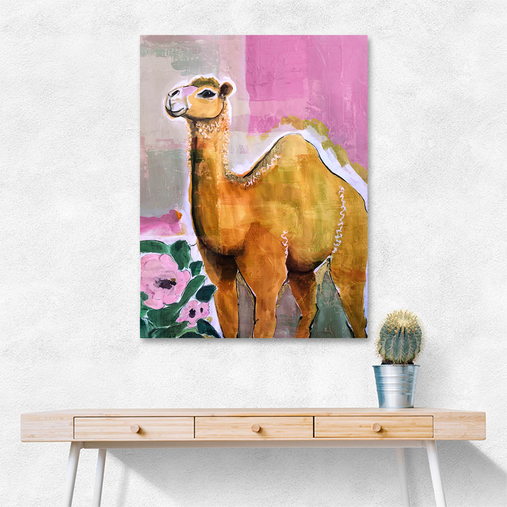 Camel With Pink Flowers