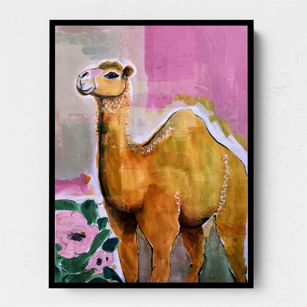 Camel With Pink Flowers