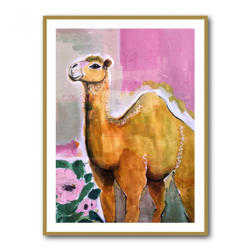 Camel With Pink Flowers