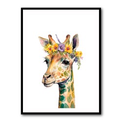 Giraffe With Flowers