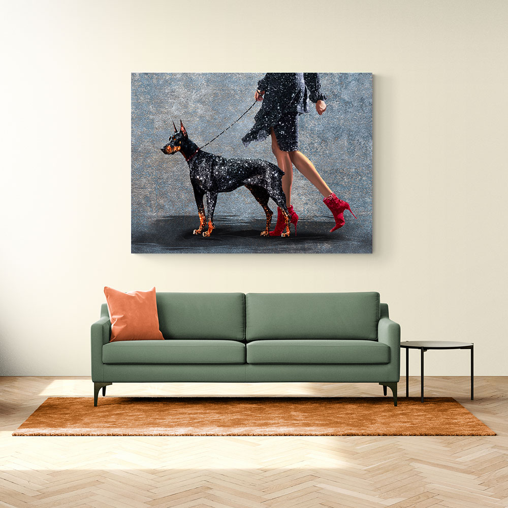 A Lady and Her Dobermann