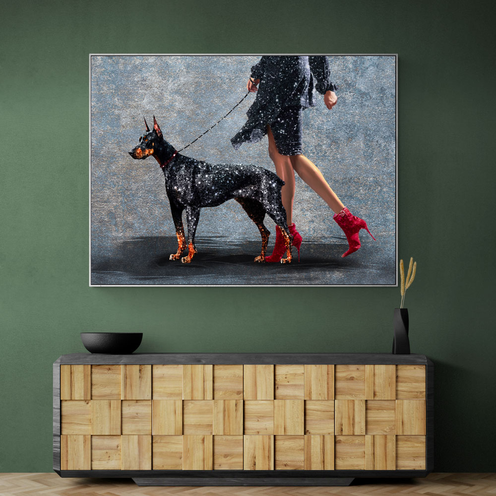 A Lady and Her Dobermann