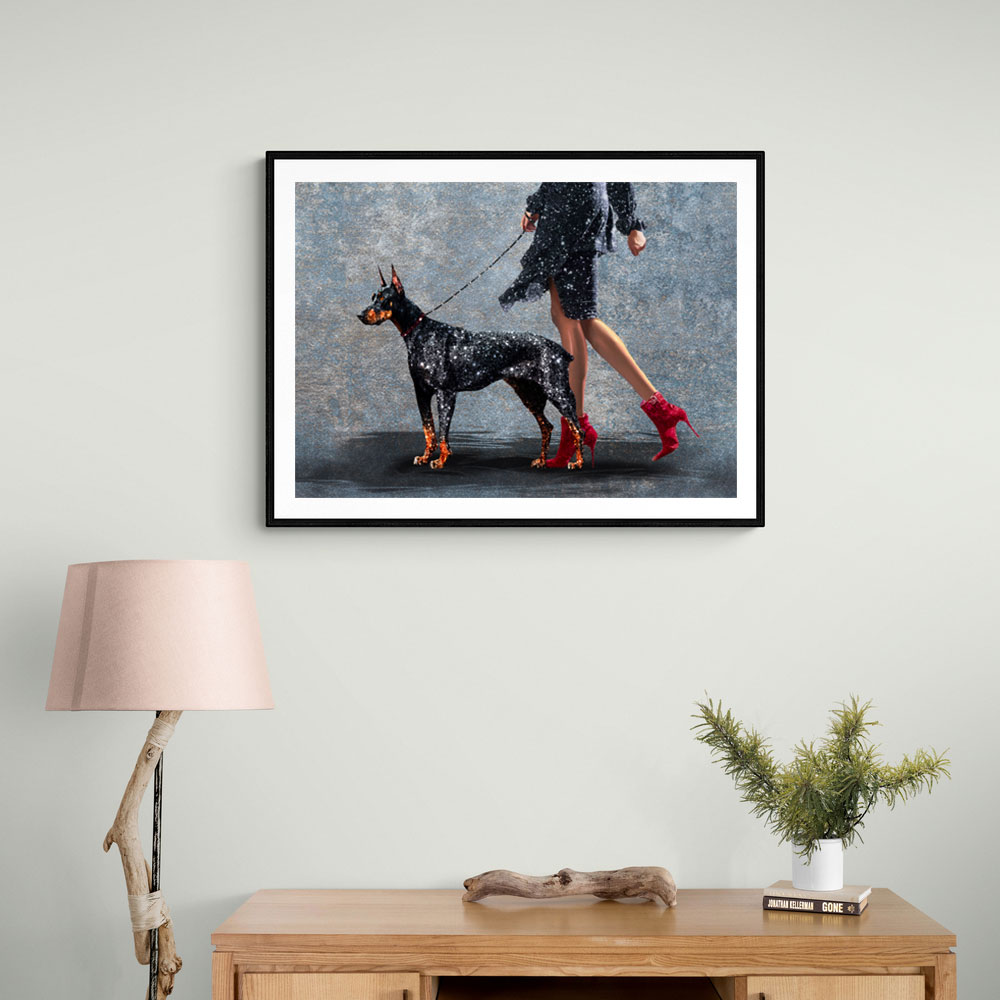 A Lady and Her Dobermann