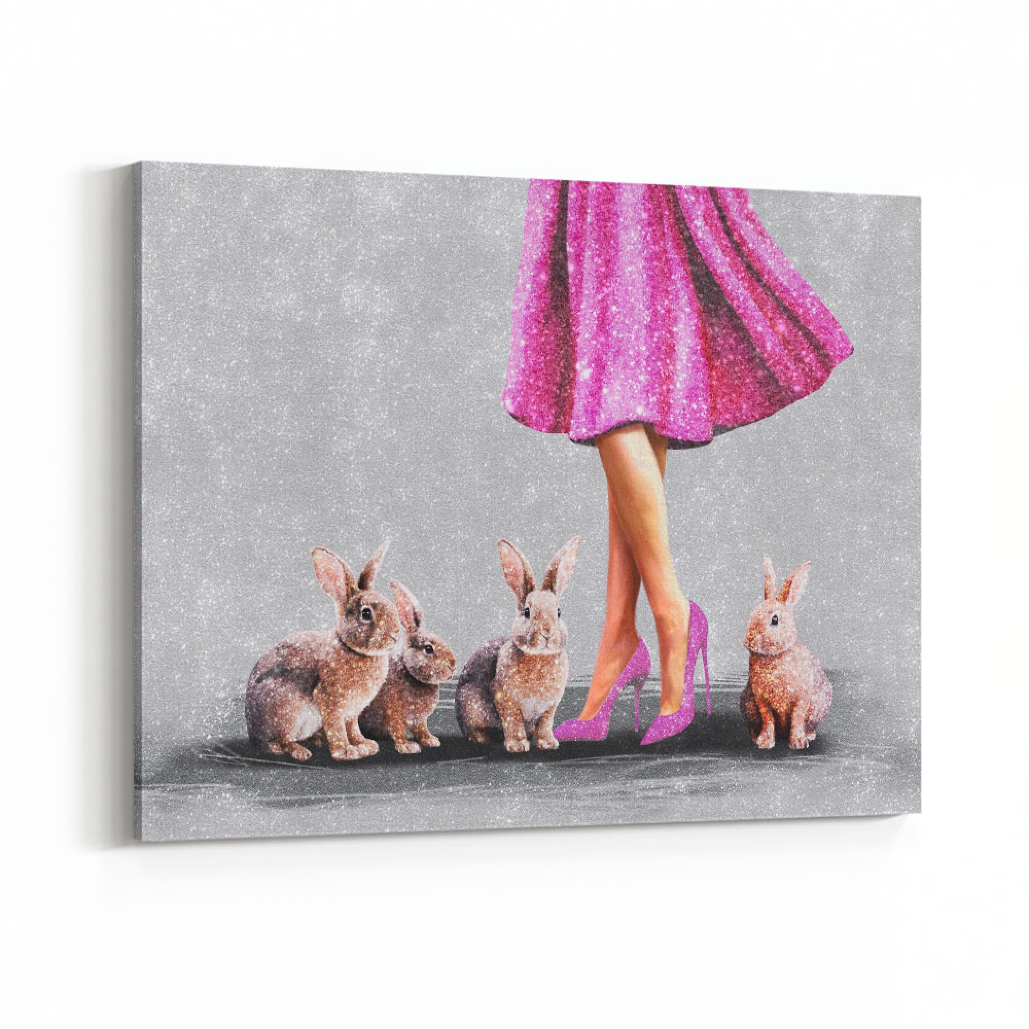 Lady With Rabbit A Lady and Her Rabbits Wall Art