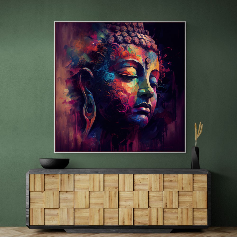 Buddha Head Abstract Color Wall Art