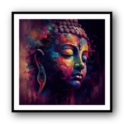 Buddha Head Abstract Color Wall Art