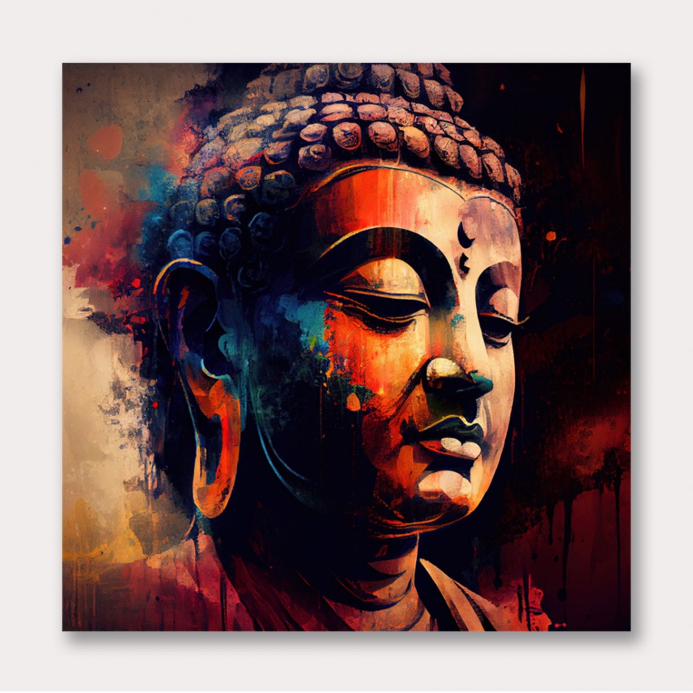 Buddha Head Abstract Color 3 Wall Art