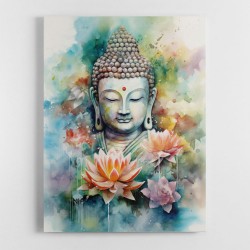 Buddha With a Lotus Flower Water Color 1 Wall Art