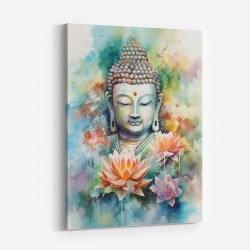 Buddha With a Lotus Flower Water Color 1 Wall Art