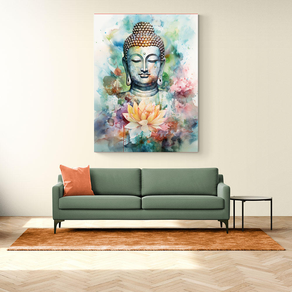 Buddha With a Lotus Flower Water Color 2 Wall Art
