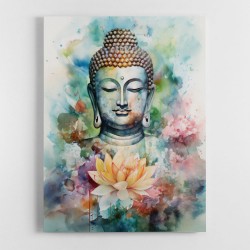 Buddha With a Lotus Flower Water Color 2 Wall Art